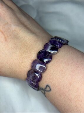 Amethyst, Smaller Panel Style Stretch Bracelet